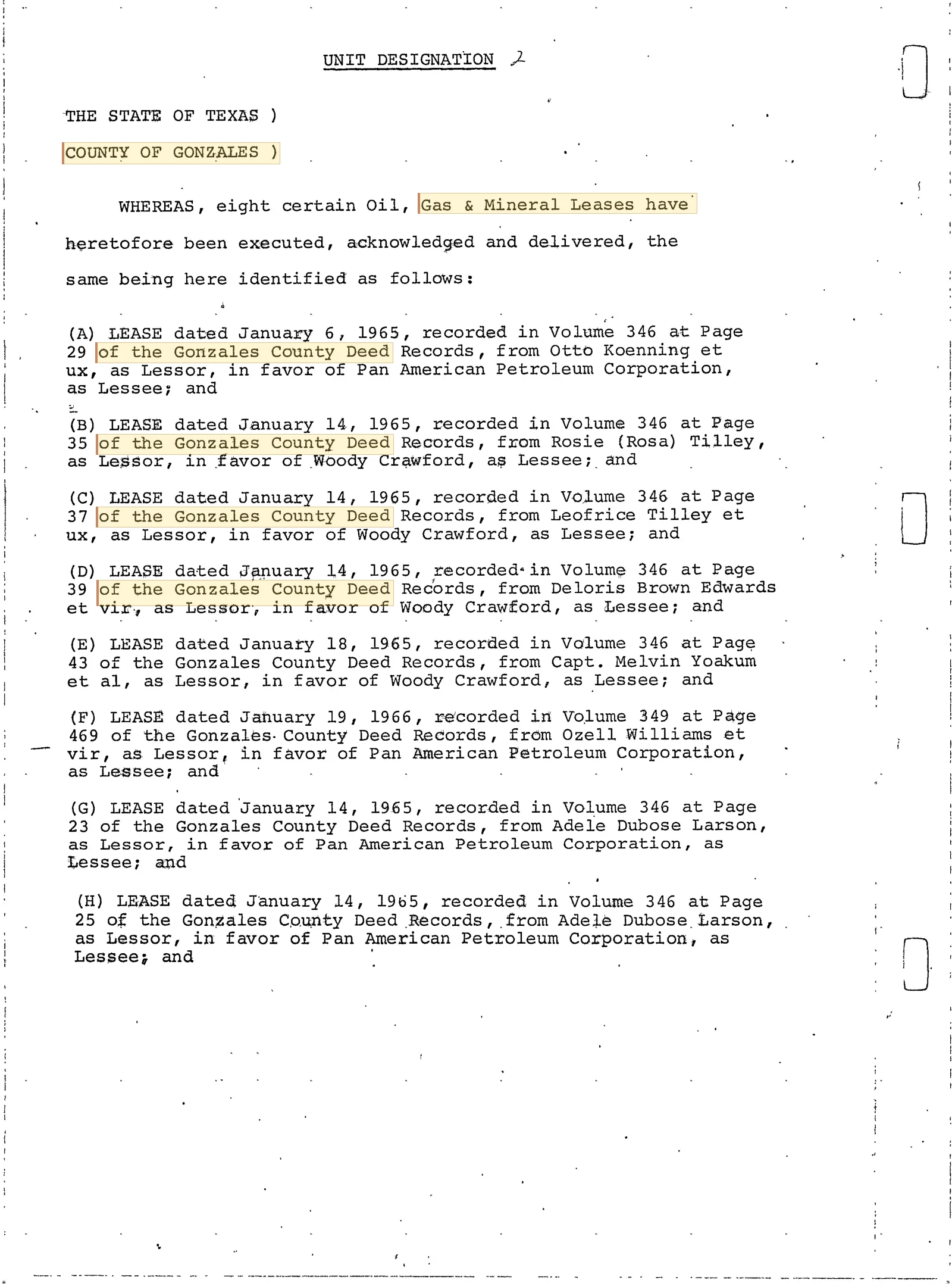 Texas Consolidated Petroleum Corporation - Recorded Unit Designation/Pooling Agreement (Vol. 366, Page 860)
